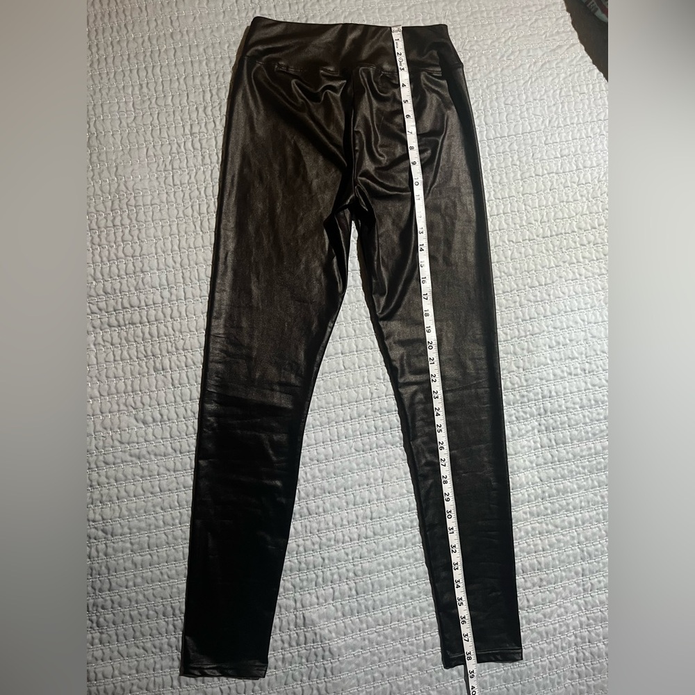 Black faux leather leggings